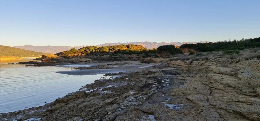 Rocky Lopar coast at sunset
